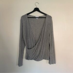 Venus Grey Long-Sleeve Wrap Top